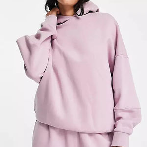 Sudadera con Capucha Extra Grande Rosa para Mujer, Fabricación OEM, Logotipo Personalizado de Alta Calidad, Sin Cordón, Felpa de Algodón Grueso - Product Image 1