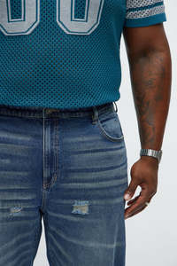 Jean pour homme, style américain, délavé, tendance, coupe droite ample, jambe large, taille élastique, pantalon long - Product Image 3