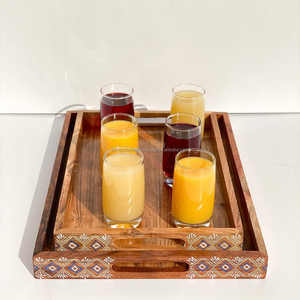 Plateau de service moderne minimaliste en bois d'acacia naturel poli de haute qualité OEM 2025, sans danger pour les aliments, décoration d'intérieur - Product Image 1