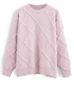 Suéter de Punto con Perlas de Diamante - Suéter de Punto con Rayas Verticales - Jersey de Invierno - Top de Punto Elástico y Suave para Mujer - Product Image 1