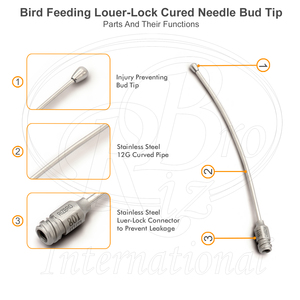 Aiguille d'alimentation incurvée en acier inoxydable avec embout en forme de bourgeon 4,7 mm 12G x 108 mm pour tube d'alimentation des oiseaux - Product Image 4
