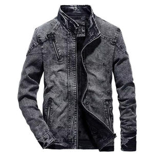 Chemise en jean vintage Y2K pour homme, style streetwear, avec broderie à motifs patchwork rayés, fermeture éclair, manches longues, veste en jean pour homme - Product Image 1
