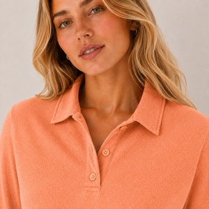 Camiseta Polo de Manga Larga para Mujer 2026, Mezcla de Algodón, Ropa Casual, Marca Privada, Fabricante Mayorista OEM ODM - Product Image 4