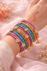 ชุดกำไลแคชเมียร์สีทองสุดอินเทรนด์พร้อมกำไลแก้วสำหรับเจ้าสาวสำหรับงานแต่งงานเทศกาลปาร์ตี้ของขวัญคืน - Product Image 6