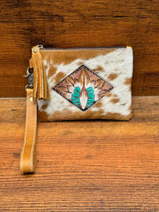 Nouveau vrai cheveux faits à la main sur la peau usiné cuir bracelet portefeuille Western élégant femmes en cuir véritable gland luxe fermeture éclair portefeuilles - Product Image 4