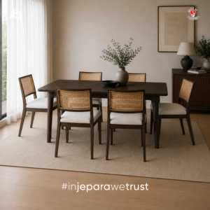 Commercial Modern Rattan <b>Dining</b> <b>Chair</b> with Solid Wood Frame and Cane Back for Apartment Villa Hotel & Restaurant Use - Product Image 1
