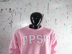 TPST PINK <b>Mock</b> <b>Neck</b> Sweatshirt 100% WHITE Applique Embroidery wide <b>neck</b> Sweatshirt Finer Threads - Product Image 3