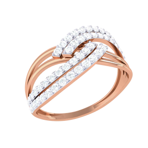 Elegante Anillo de Promesa de Doble Hilera en Oro Rosa con Ondas Entrelazadas en Forma de S para Aniversario - Product Image 6