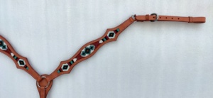 Collier de poitrine en cuir véritable de vachette style western, personnalisable, léger, orné de perles, saisonnier, vente en gros OEM/ODM - Product Image 2