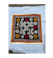 Panneau mural décoratif en tissu de coton brodé, patchwork vintage fait main, multicolore, lavable