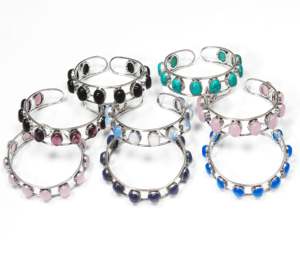 Bracelet manchette ajustable fait main en argent plaqué, style bohème, design géométrique, 9 pierres précieuses de haute qualité, pour femme - Product Image 2