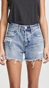 Shorts de mezclilla para mujer con cintura personalizada, totalmente rasgados, cierre de cremallera y botón, con presillas para cinturón, cinco elegantes shorts de mezclilla para mujer - Product Image 5