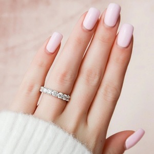 14k White Gold Diamond <b>Ring</b> 2.89CT Round Brilliant Lab Diamond Eternity Band Shared Prong Wedding Band <b>Stacking</b> <b>Ring</b> - Product Image 4