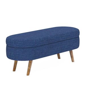 Panca contenitore ovale blu con gambe in legno di gomma 43,5"x16"x16" per camera da letto - Product Image 5