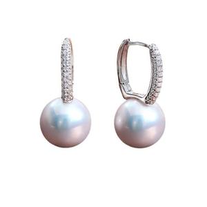 High Quality 8-9mm Freshwater <b>Pearl</b> <b>White</b> <b>Earrings</b> for Women S925 Silver Ear Studs with Flawless Buckles - Product Image 5
