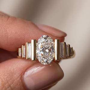 Gorgeous 1.02CT Oval Cut Diamond 7 Stone <b>Ring</b> 14K Solid Gold Romantic Wedding Anniversary Charm Gift For Engagement Partywear - Product Image 1