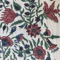 Tissu en coton pur CHHAAPE imprimé à la main, motif floral multicolore blanc pour femmes, textile artisanal indien en gros