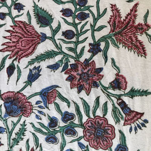 Tissu en coton pur imprimé à la main, motif floral multicolore blanc, textile artisanal indien en gros - Product Image 3