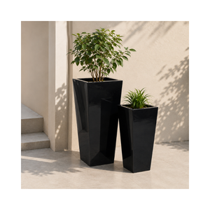 Elegant Matte Red Fiberglass Tall Square <b>Planter</b> Lightweight Durable Modern Flower Pot For Indoor <b>Outdoor</b> Projects - Product Image 1