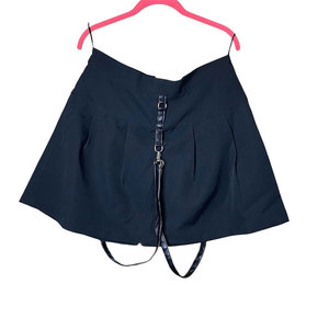 Minifalda Negra Gótica para Mujer, Estilo Punk, Cintura Alta, Corte en A, con Tiras Decorativas, Ropa Urbana, Ropa de Club - Product Image 3