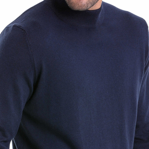 Pull en maille à col montant bleu marine pour homme, manches régulières, couleur unie, vêtement d'automne - Product Image 4