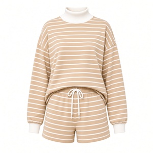 Sweat-shirt à col montant rayé surdimensionné à manches longues, en coton tricoté, coupe décontractée, pour femme, idéal pour l'hiver - Product Image 5