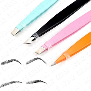 Stainless Steel Eyebrow Tweezers Set with Custom Logo PU Leather Pouch Professional Beauty Grooming <b>Tool</b> - Product Image 5