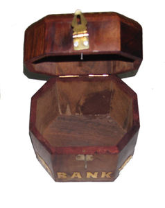 Tirelire en bois poli écologique faite à la main, boîte à monnaie, cadeau d'anniversaire pour enfants, garçons, filles, adultes, avec incrustation en laiton et bois de rose - Product Image 4