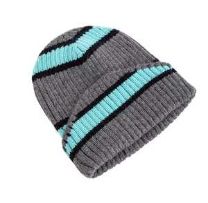 Unisex Solid <b>Beanie</b> Hat 100% Polyester Adjustable Breathable <b>Waterproof</b> Winter Knit Gray Turquoise Black Contrast Color Casual - Product Image 4