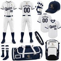 Ensemble de Baseball Personnalisé Tendance Classique Grande Taille pour Adultes – Pack Été : Maillot, Pantalon, Casquette, Ceinture, Chaussettes, Batte de Baseball en Polyester