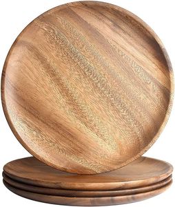 Assiette ronde en bois faite à la main pour servir des aliments, des fruits, des collations, des desserts et des repas quotidiens, avec un design rustique naturel - Product Image 6