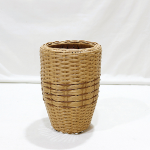 New Design Minimalist PE Rattan <b>Planter</b> Tall Round Flower Pot with Hand Carved Finish Sturdy Iron Frame Support Eco-Friendly - Product Image 3