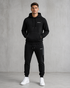 Conjunto Deportivo F2WIN para Hombre, Sudadera con Capucha Negra, Resistente al Viento, Forro Polar, Manga Larga, Estilo Casual, Pantalones Deportivos, Ropa de Verano - Product Image 1