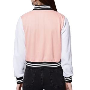 Veste universitaire de style tendance en gros pour femmes, logo personnalisé, mélange de laine, manches en cuir, boutonnée, veste universitaire, fabrication OEM - Product Image 5