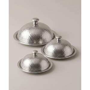 Cloche alimentaire ronde en acier inoxydable, décorative, pour la maison, la cuisine, la table, la restauration, avec couvercle. - Product Image 2