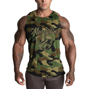 Custom Men Gym Camouflage Tank Top Breathable Workout Muscle Fit <b>Stringer</b> Sleeveless Fitness Sports <b>Vest</b> Cotton Camo Tank Tops - Product Image 1