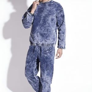 Conjunto Deportivo Vintage para Hombre con Lavado Ácido, Estilo Urbano Oversize, Dos Piezas, Sudadera y Pantalones Deportivos con Logotipo Personalizado - Product Image 2