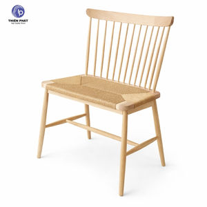 Banc en bois de frêne massif avec siège tissé à la main, banc de salle à manger rustique pour cuisine et salon - Product Image 6