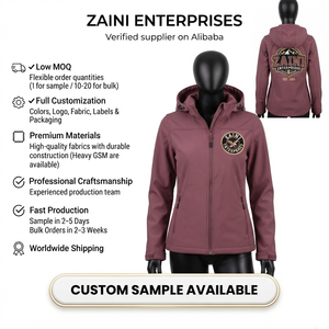 Chaqueta Softshell para Mujer, 320 GSM, Poliéster y Spandex Premium, Resistente al Agua, Transpirable, Color Malva, Logotipo Bordado Personalizado, OEM, ODM - Product Image 1