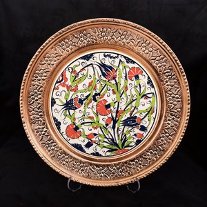 Wholesale <b>Antique</b> Moroccan Metal Serving Trays Hand Carved Flower Design Dishwasher <b>Safe</b> Eco-Friendly Decorative Home Decor - Product Image 3