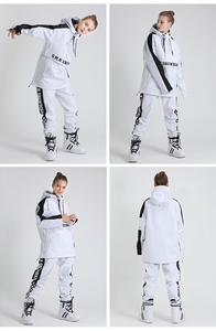 Veste de ski rose à capuche pour femme avec empiècements de manches blancs, fermeture éclair étanche, vêtements de snowboard, taille adulte - Product Image 4
