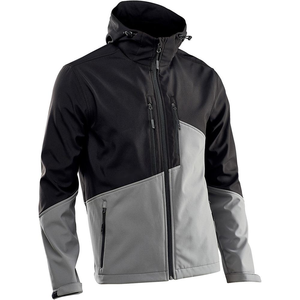 Veste Softshell Homme Triveers Haute Qualité à Capuche Coupe-Vent Color Block Fermeture Éclair Hiver Noir Gris - Product Image 1