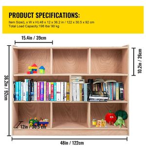Armadio Scolastico a 8 Scomparti, 36 Pollici di Altezza, in Compensato con Ruote e Ripiani per Bambini dell'Età Prescolare - Product Image 3