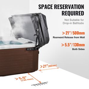 Sollevatore Idraulico Regolabile per Coperture di Vasche Idromassaggio, Compatibile con Larghezza Superiore 69-96,5 Pollici, Montaggio su Entrambi i Lati - Product Image 6