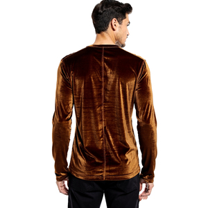 T-shirt en velours à manches longues pour homme, style été, vêtements de mode, t-shirts en velours pour homme, t-shirt en velours à col rond pour homme - Product Image 2