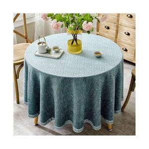 Nouvelle nappe de banquet portable en lin biologique durable, brodée, à franges et à lacets, imperméable et personnalisable pour restaurant - Product Image 1