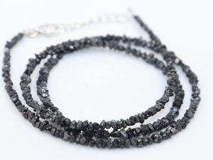 Collar minimalista de diamantes negros sin cortar de 3mm, cuentas de diamantes negros en bruto, cuentas de piedra, regalo para ella - Product Image 4
