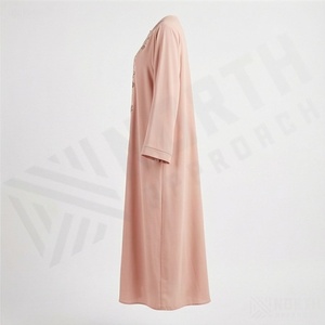 Abaya de gros, robe de bal de luxe en tulle floral uni, couleur personnalisée, avec traîne chapelle, élégante, mode islamique, pour l'hiver - Product Image 3