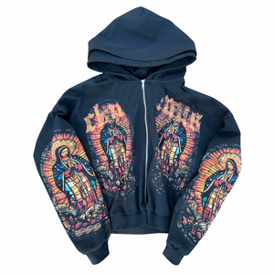 Sudadera con capucha para hombre, personalizada, estilo vintage, con cremallera, estampada, de 500 g/m², lavado ácido, 100% algodón, forro polar de 450 g/m² - Product Image 4