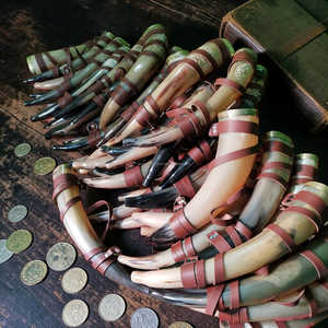 Handcarved Viking Ox Horn Authentic Blowing Horn with Leather Strap for Display and Use At Low Price - Product Image 5